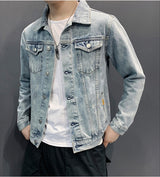 Men jean Jacket Hole Retro fashion spring autumn