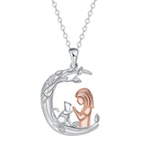 Fashion Retro Girl And Cat Necklace Female Accessories Moon